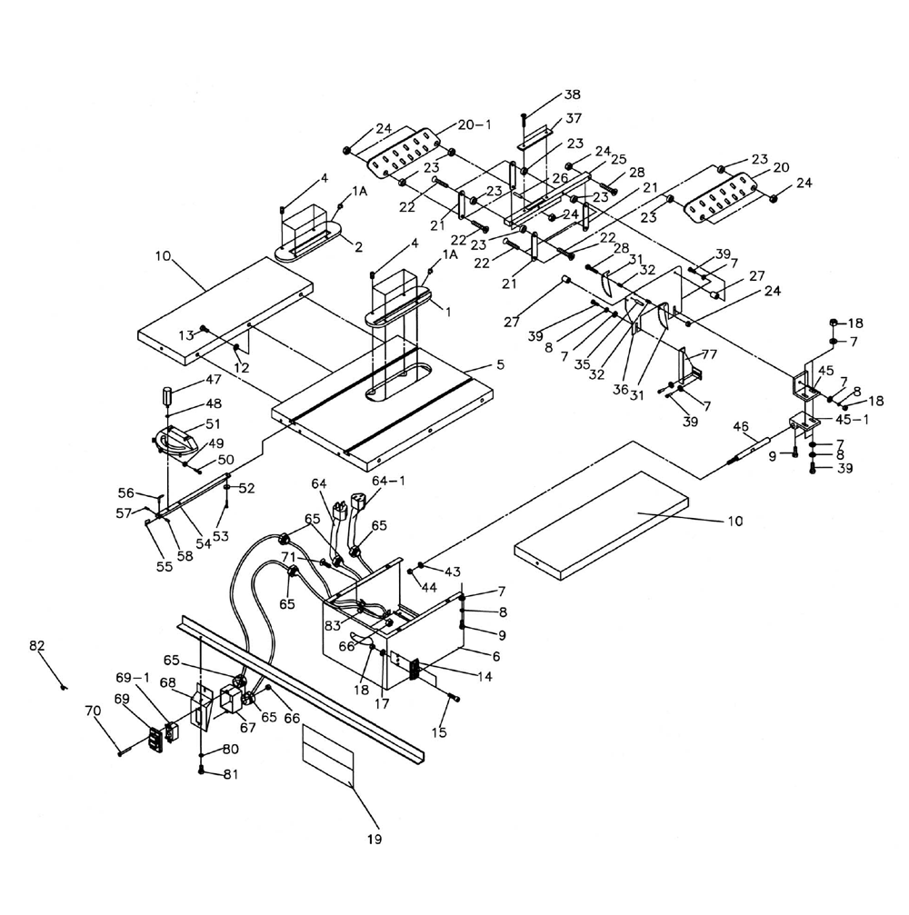 Fig-0 Diagram and Parts List for 1791227K  Powermatic Table Saw