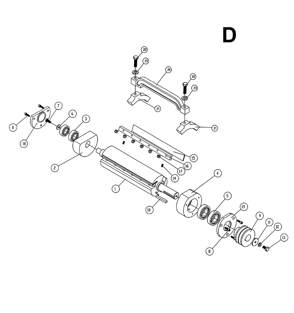 Fig-D Diagram and Parts List for 1791249  Powermatic Planer Jointer