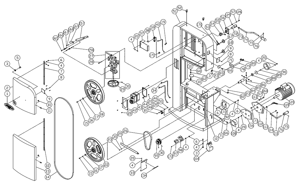 Fig-0 Diagram and Parts List for PM2415B-3 1791260B Powermatic Table Saw
