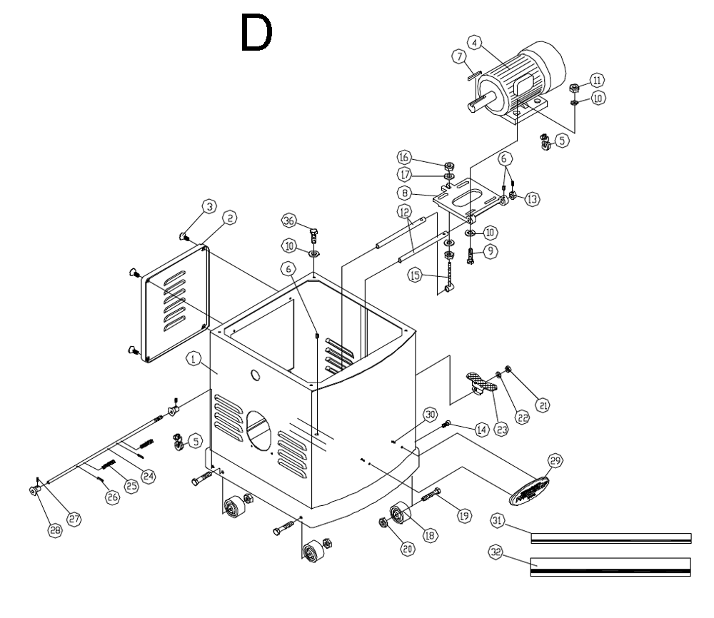Fig-D Diagram and Parts List for 1791213  Powermatic Planer Jointer