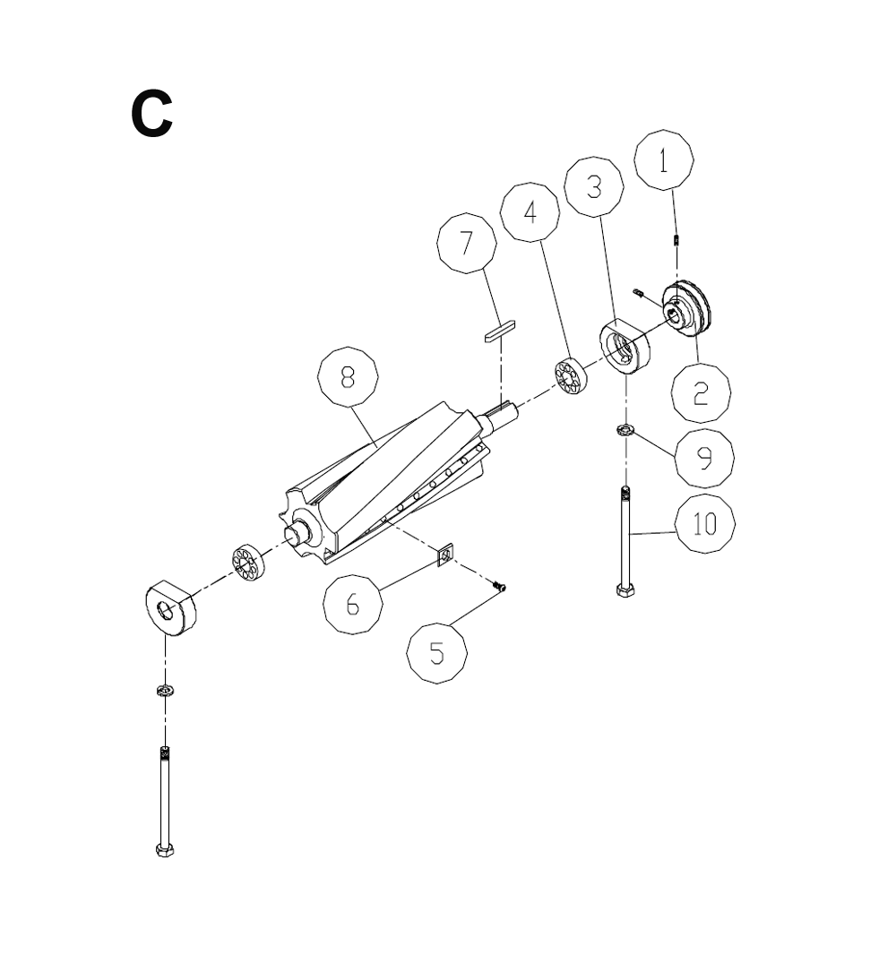 Fig-C Diagram and Parts List for 1610085K  Powermatic Planer Jointer