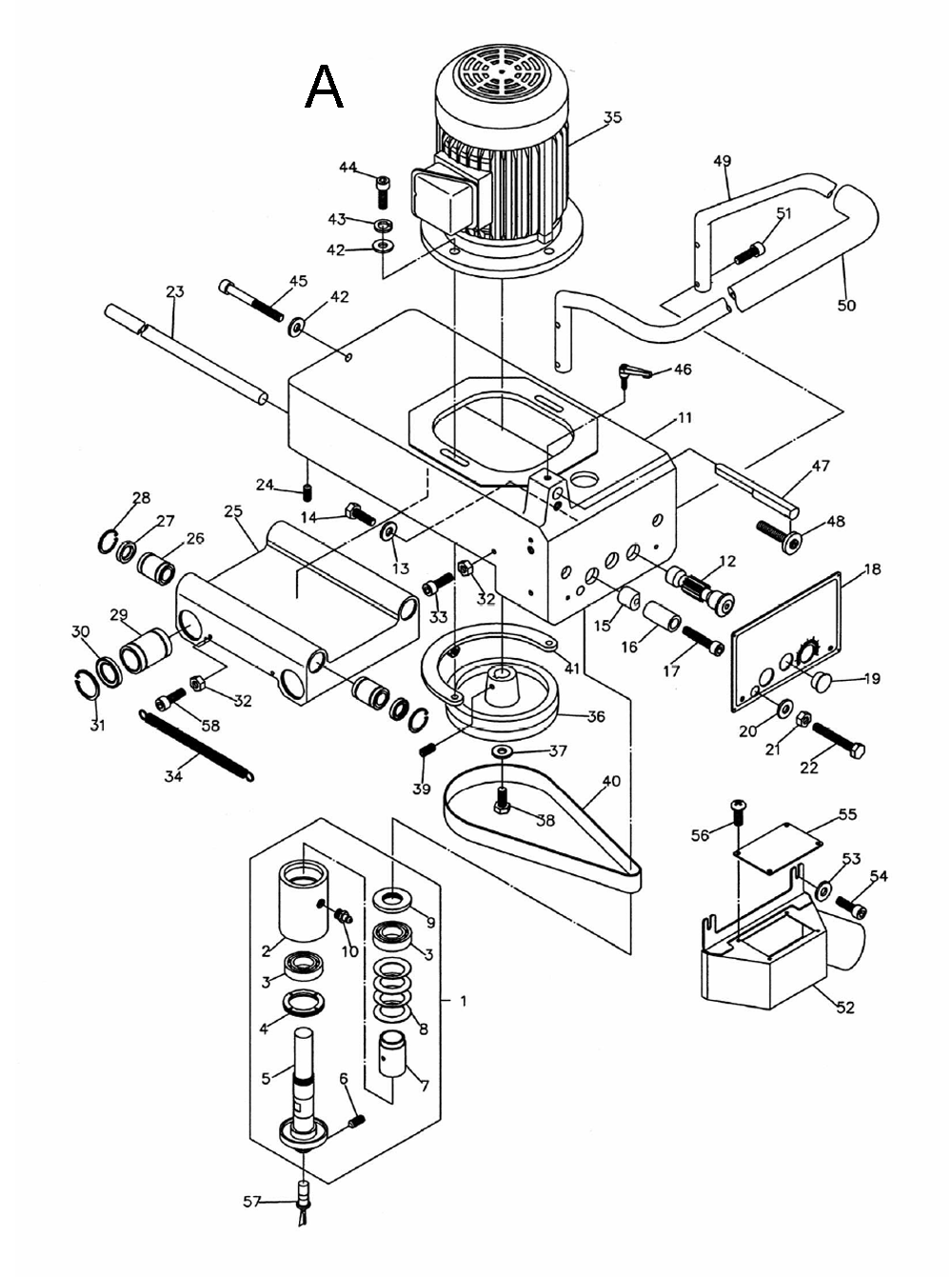 Fig-A Diagram and Parts List for 1791304  Powermatic Dovetail Machine