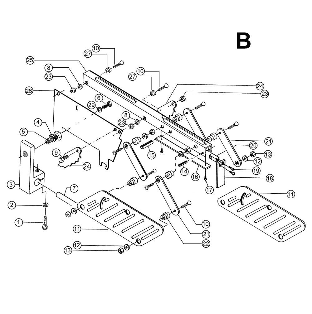 Fig-B Diagram and Parts List for 1660807K  Powermatic Table Saw