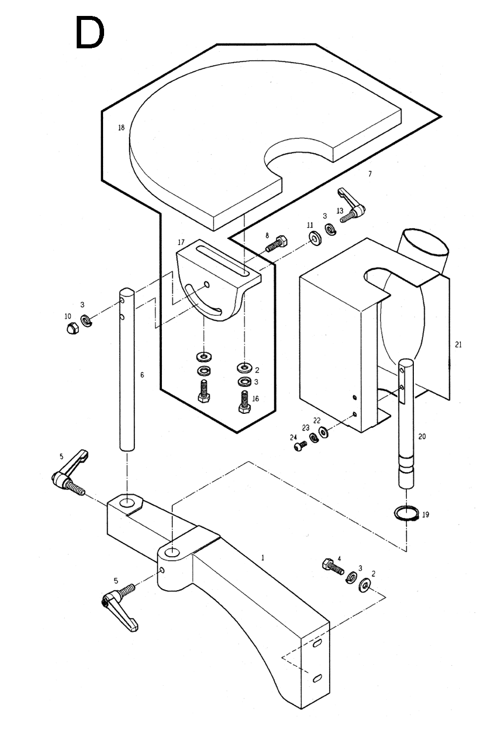 Fig-D Diagram and Parts List for 1791283  Powermatic Planer Jointer