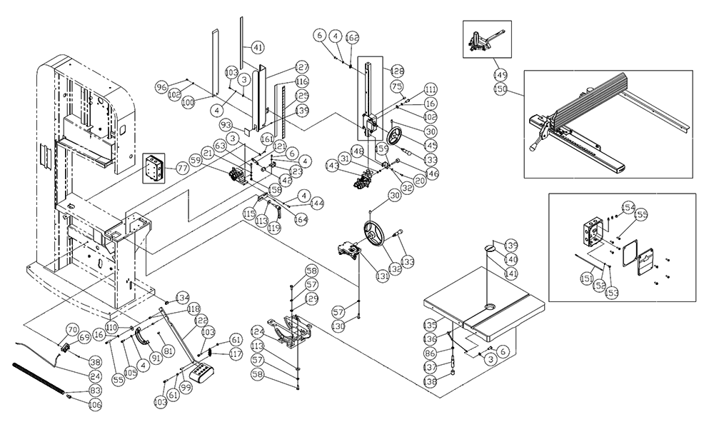 Fig-0 Diagram and Parts List for PM2415B-3 1791260B Powermatic Table Saw