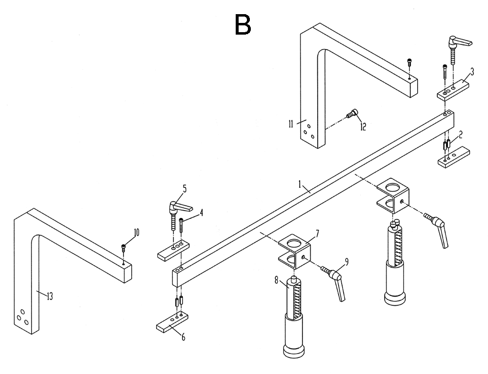 Fig-B Diagram and Parts List for 1791302  Powermatic Boring Machine