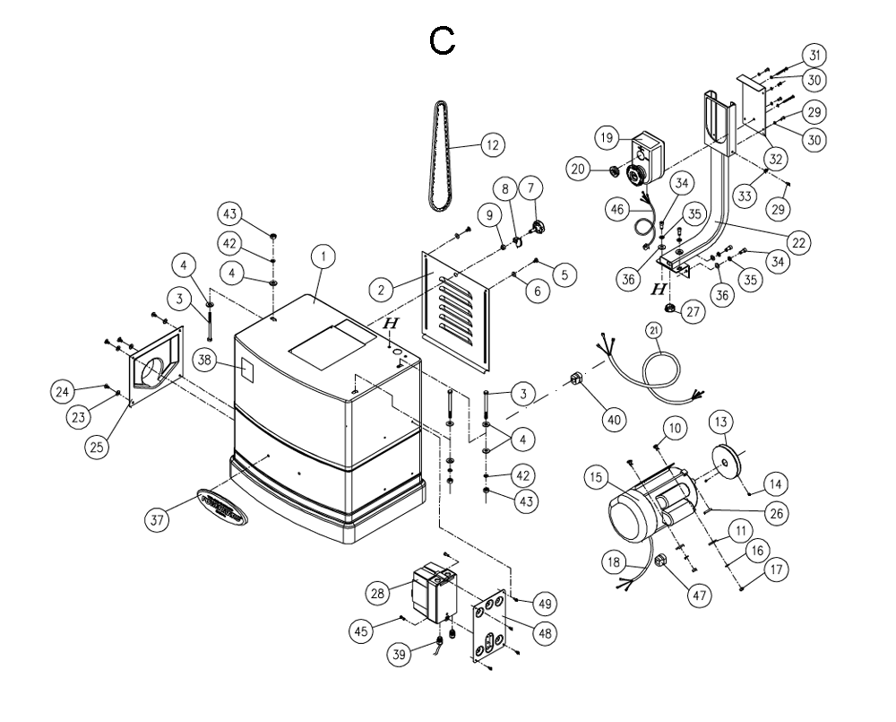 Fig-C Diagram and Parts List for 1610086K  Powermatic Planer Jointer