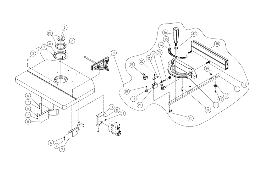 Fig-0 Diagram and Parts List for 1280101C  Powermatic Shaper