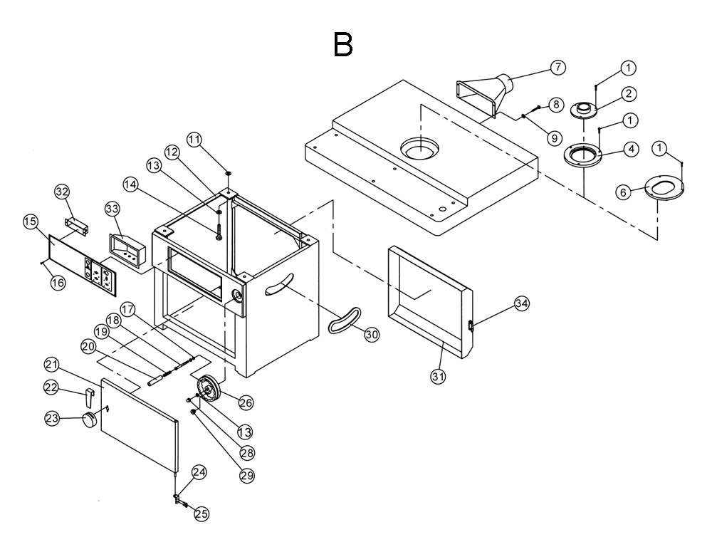 Fig-B Diagram and Parts List for 1791284  Powermatic Shaper