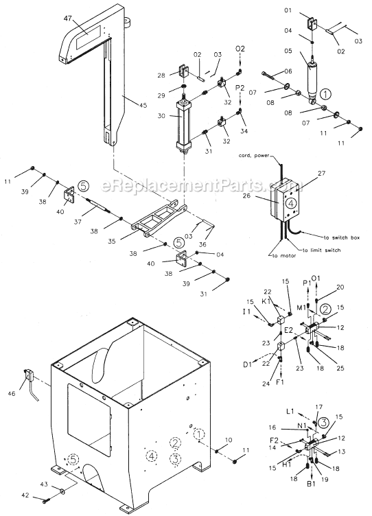 Page C Diagram and Parts List for COS18L 1791294 Powermatic Chop Saw