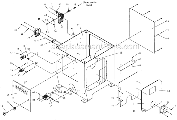 Page B Diagram and Parts List for COS18R 1791289 Powermatic Chop Saw