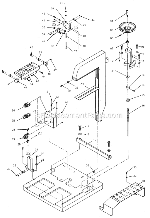 Page D Diagram and Parts List for COS18R 1791289 Powermatic Chop Saw