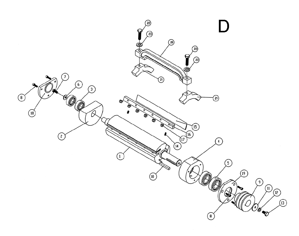 Fig-D Diagram and Parts List for 1791308  Powermatic Planer Jointer