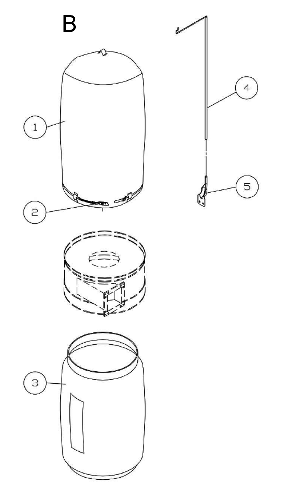 Fig-B Diagram and Parts List for 1791079K  Powermatic Dust Collector