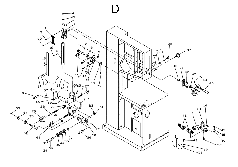 Fig-D Diagram and Parts List for 1791259  Powermatic Band Saw