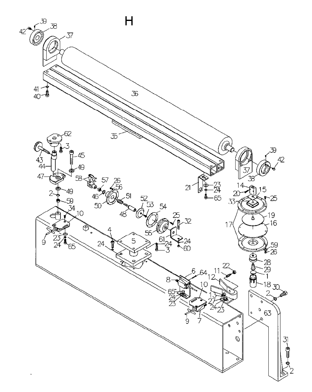 Fig-H Diagram and Parts List for 1790843  Powermatic Sander Grinder