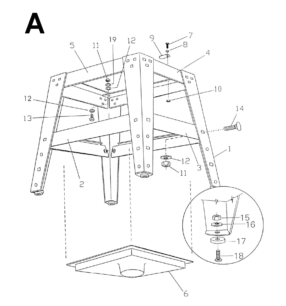 Fig-A Diagram and Parts List for 1791228K  Powermatic Table Saw