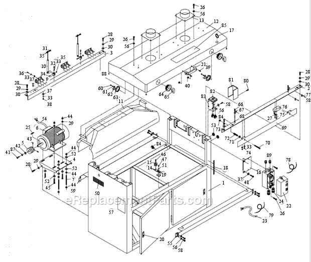 Motor And Cabinet Diagram and Parts List for DDS-237  Powermatic Sander Polisher