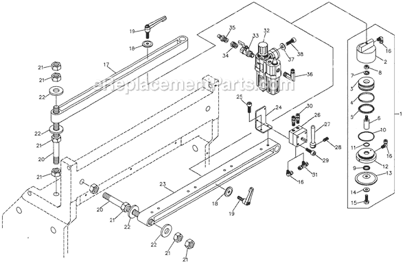Page B Diagram and Parts List for DT65 1791305 Powermatic Dovetail Machine