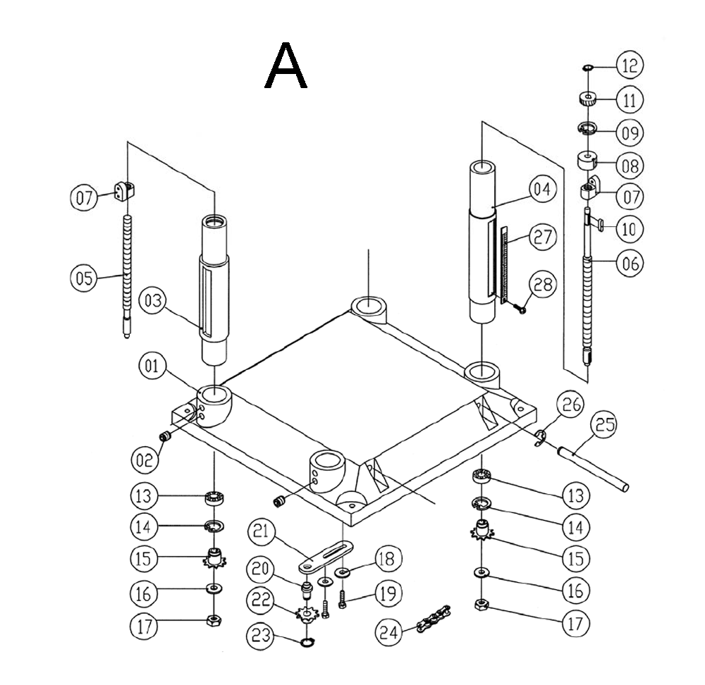 Fig-A Diagram and Parts List for 1791213  Powermatic Planer Jointer