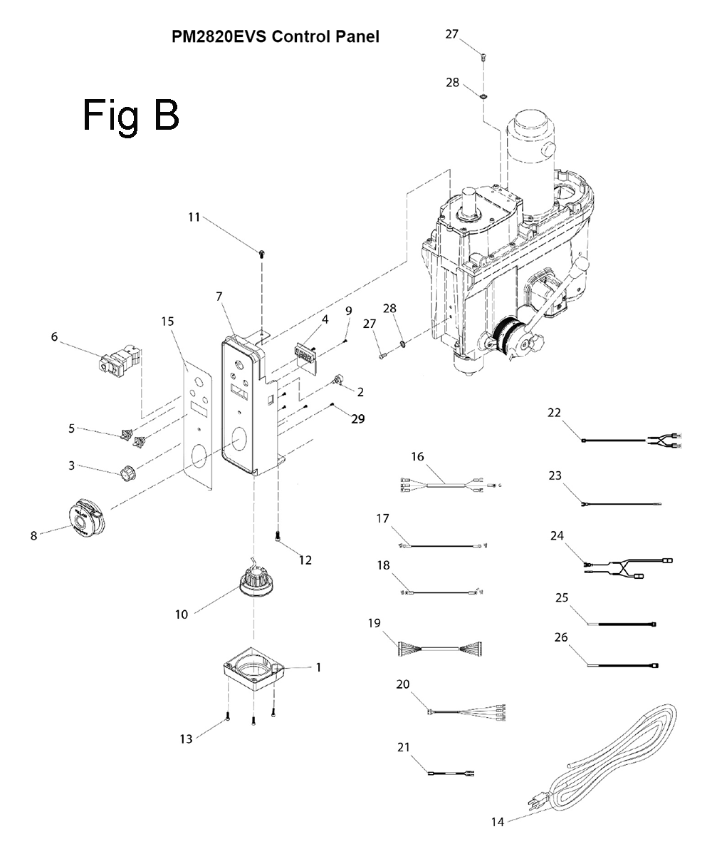 Fig-B Diagram and Parts List for 1792820  Powermatic Drill Press