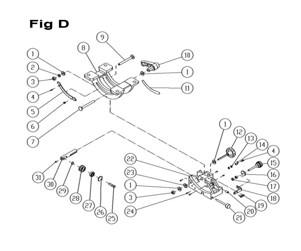 Fig-D Diagram and Parts List for 1791500  Powermatic Band Saw