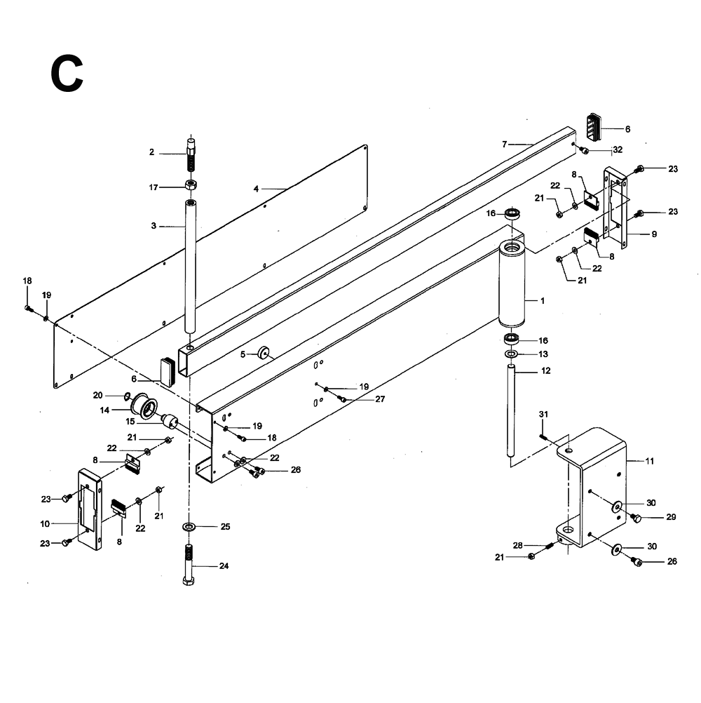 Fig-C Diagram and Parts List for 1791287  Powermatic Chop Saw