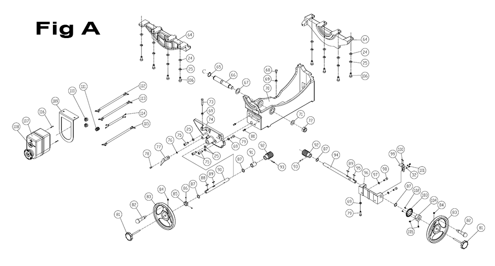 Fig-A Diagram and Parts List for PM23150RK  Powermatic Table Saw