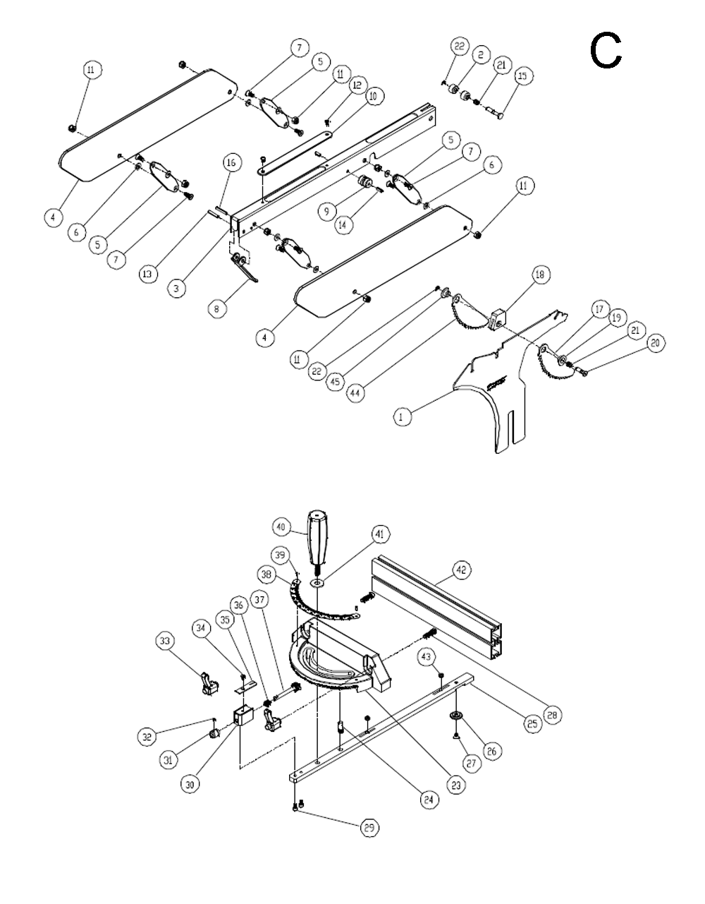 Fig-C Diagram and Parts List for 1792017K  Powermatic Table Saw