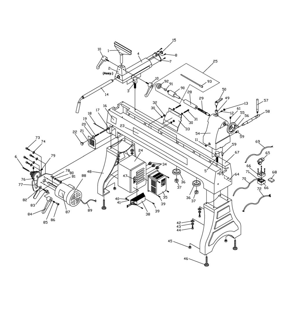 Fig-0 Diagram and Parts List for 1791254  Powermatic Lathe