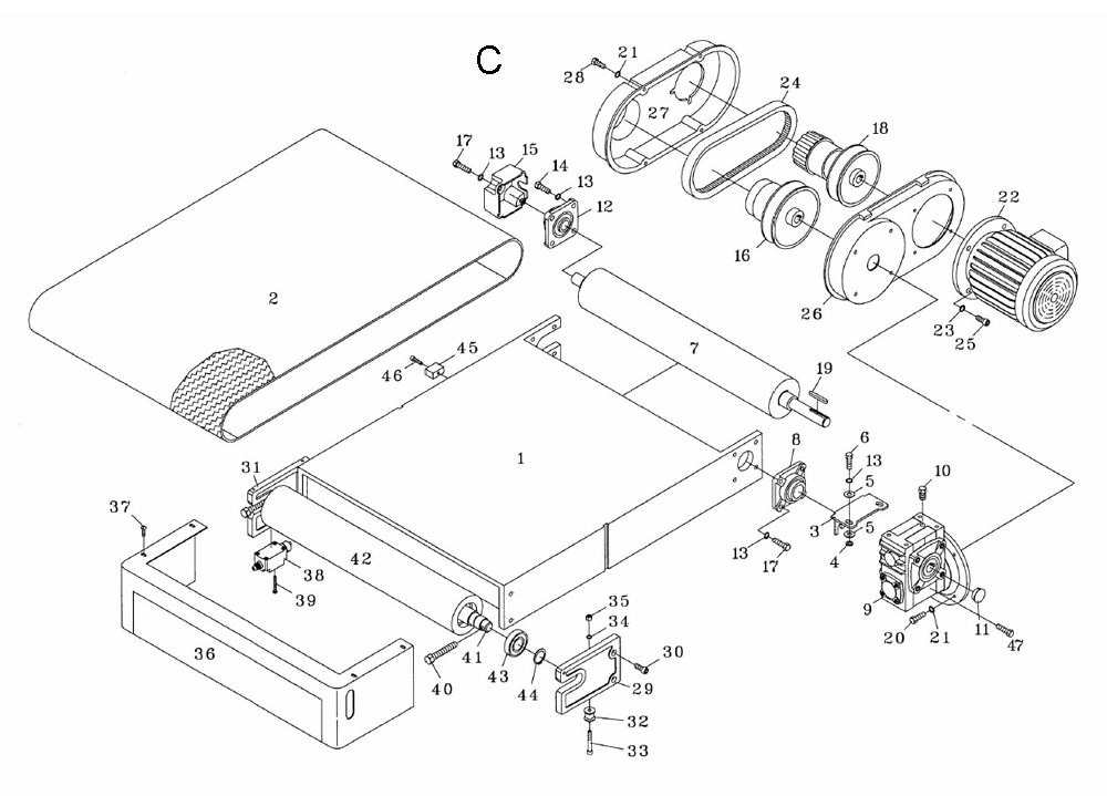 Fig-C Diagram and Parts List for 1790825  Powermatic Sander Grinder