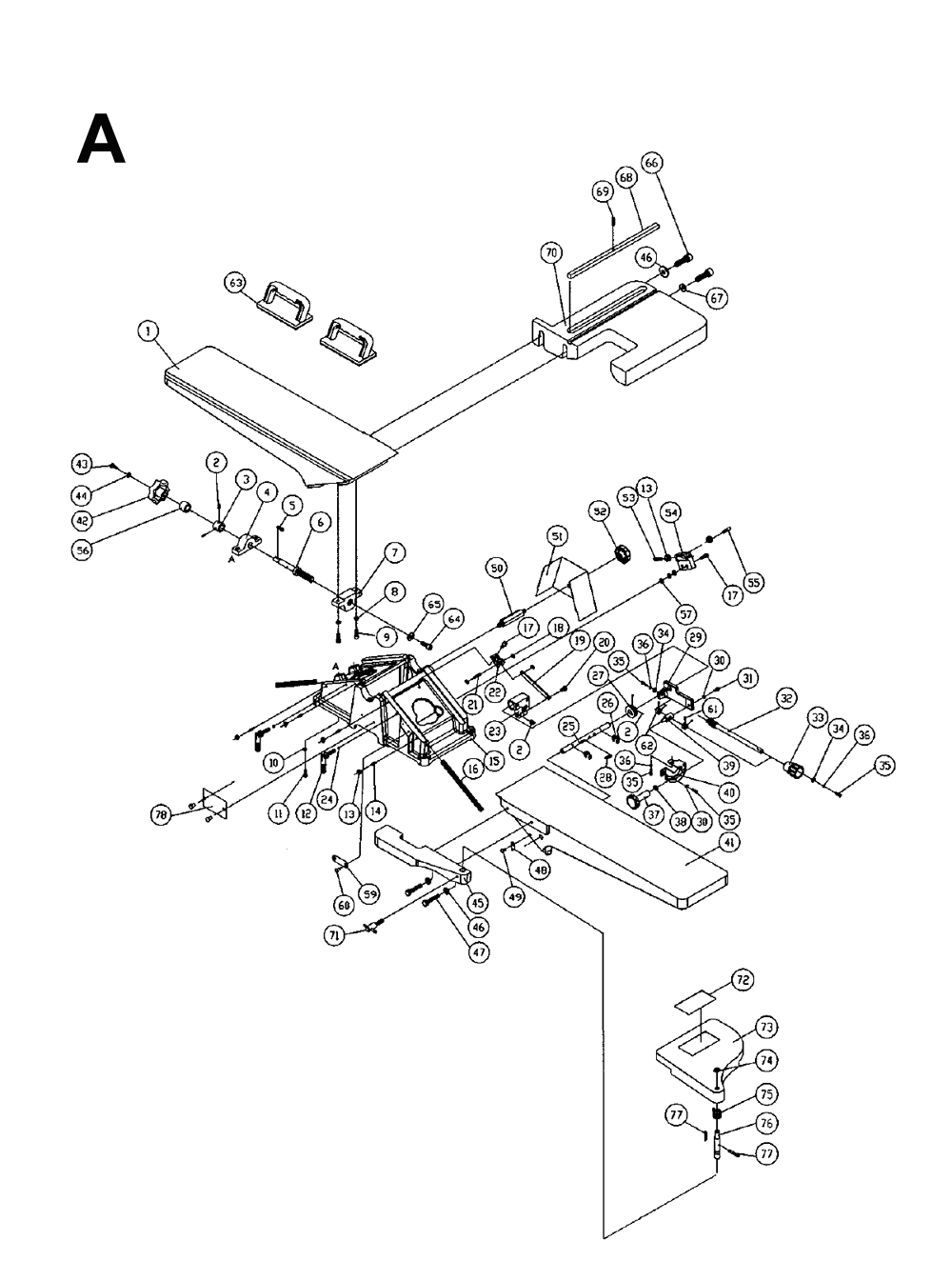 Fig-A Diagram and Parts List for 1610077K  Powermatic Planer Jointer
