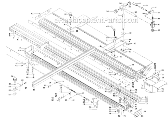 Page F Diagram and Parts List for HPS126  Powermatic Table Saw