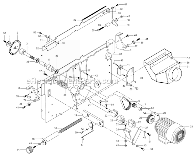 Page B Diagram and Parts List for HPS67-1 1791286 Powermatic Table Saw