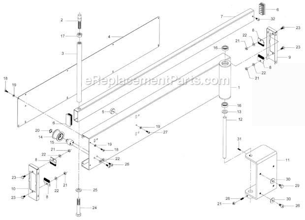 Page D Diagram and Parts List for HPS67 1791287 Powermatic Table Saw