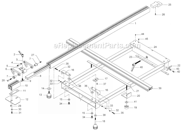 Page E Diagram and Parts List for HPS67 1791287 Powermatic Table Saw
