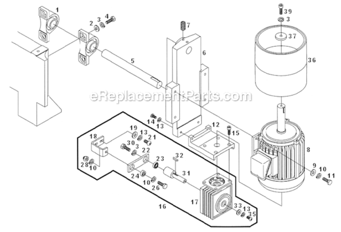 Drive_Unit Diagram and Parts List for OES9138 1791293 Powermatic Sander Polisher