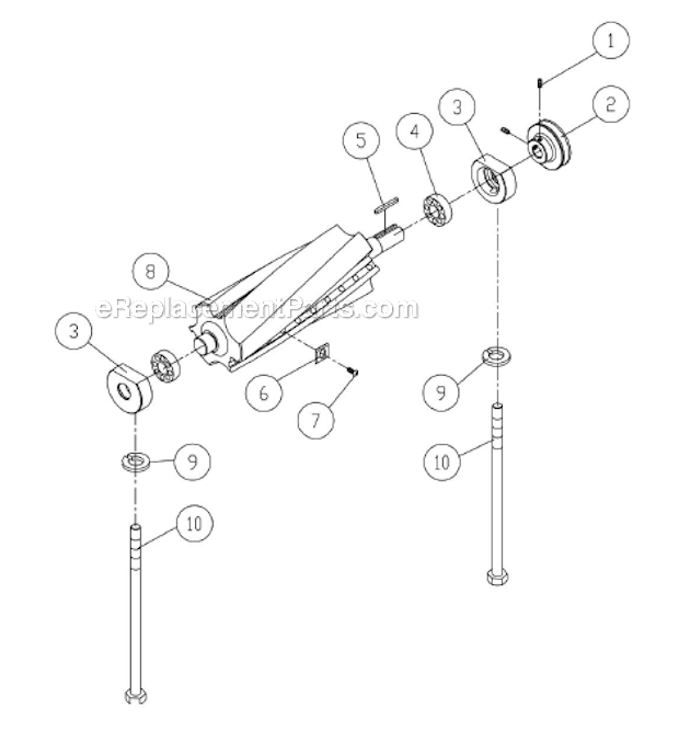 Cutterhead Assembly Diagram and Parts List for PJ-882HH  Powermatic Planer Jointer