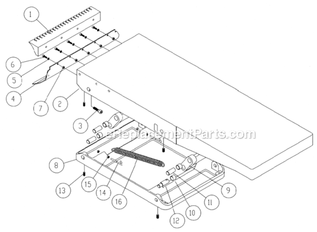 Infeed_Table_Assembly Diagram and Parts List for PJ1696 1791283 Powermatic Planer Jointer