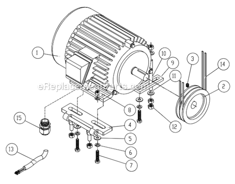 Motor_Assembly Diagram and Parts List for PJ1696 1791283 Powermatic Planer Jointer