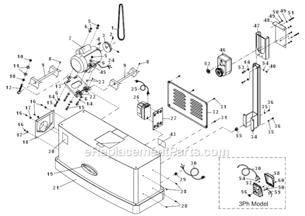 Stand_Assembly Diagram and Parts List for PJ882 1610079 Powermatic Planer Jointer