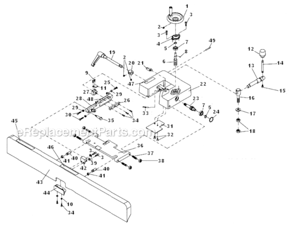 Outfeed_Table_And_Base_Assembly Diagram and Parts List for PJ882 1610079 Powermatic Planer Jointer