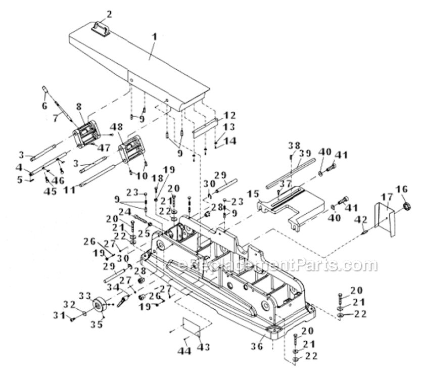 Infeed_Table_Assembly Diagram and Parts List for PJ882 1610079 Powermatic Planer Jointer