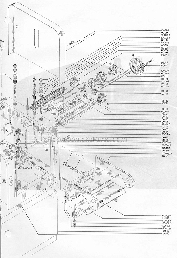Page C Diagram and Parts List for PM100  Powermatic Planer Jointer