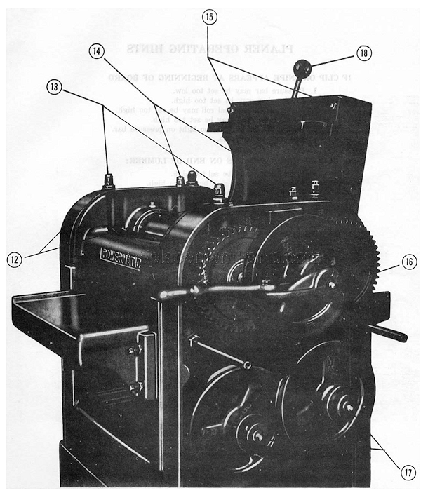 Page E Diagram and Parts List for PM100  Powermatic Planer Jointer