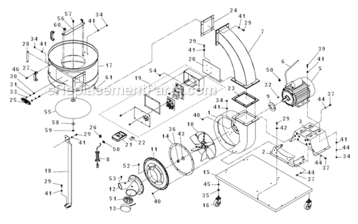 Base_Machine Diagram and Parts List for PM1300TX-CK 1791079K Powermatic Dust Collector