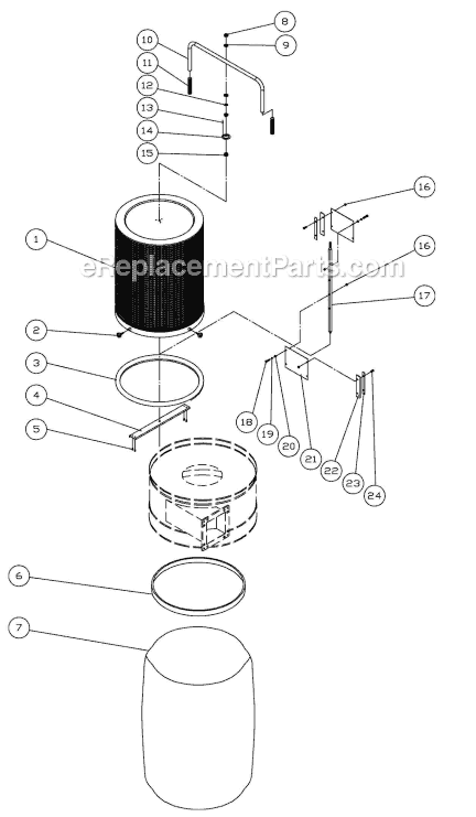 Page B Diagram and Parts List for PM1300 1791077CK Powermatic Dust Collector