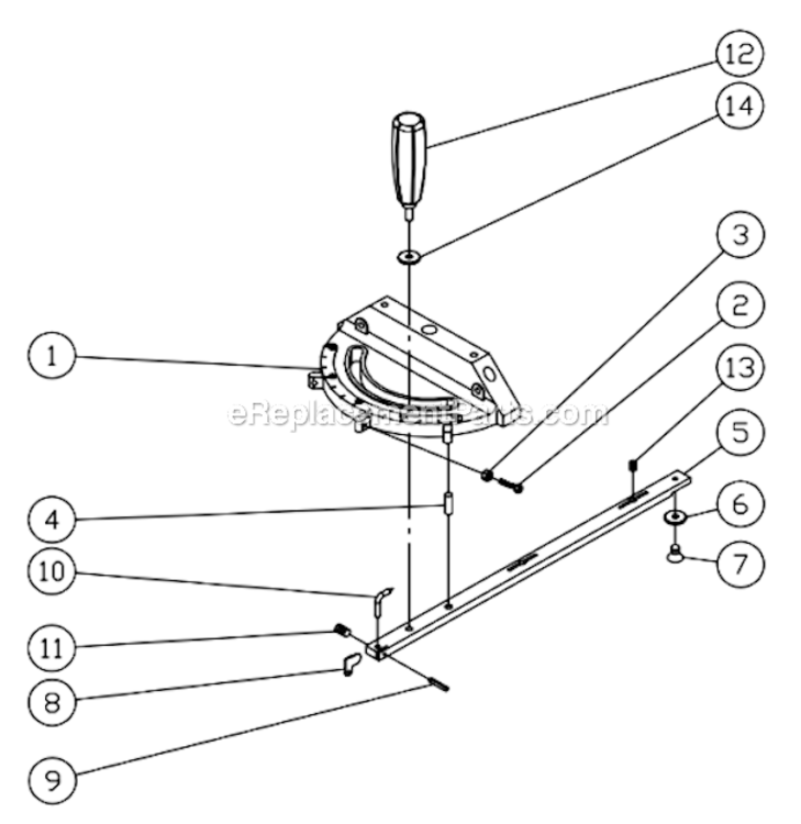 Miter_Gauge_Assembly Diagram and Parts List for PM1500 1791500 Powermatic Band Saw