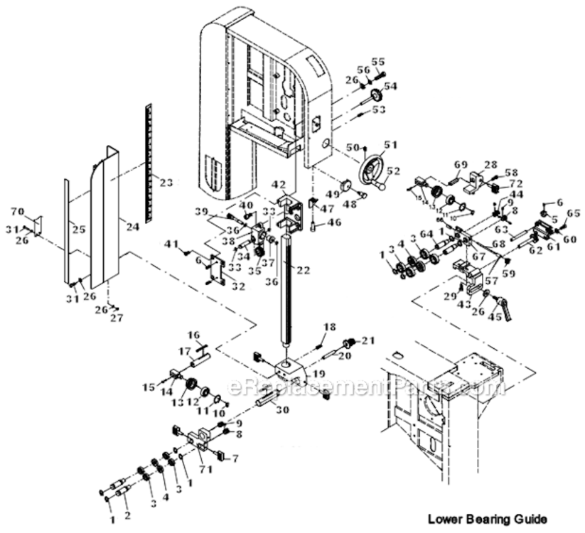 Blade_Guide_Assembly Diagram and Parts List for PM1800 1791801 Powermatic Band Saw