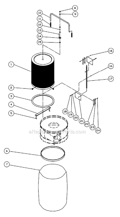 Canister_Filter_System Diagram and Parts List for PM1900TX-BK1 1792071K Powermatic Dust Collector